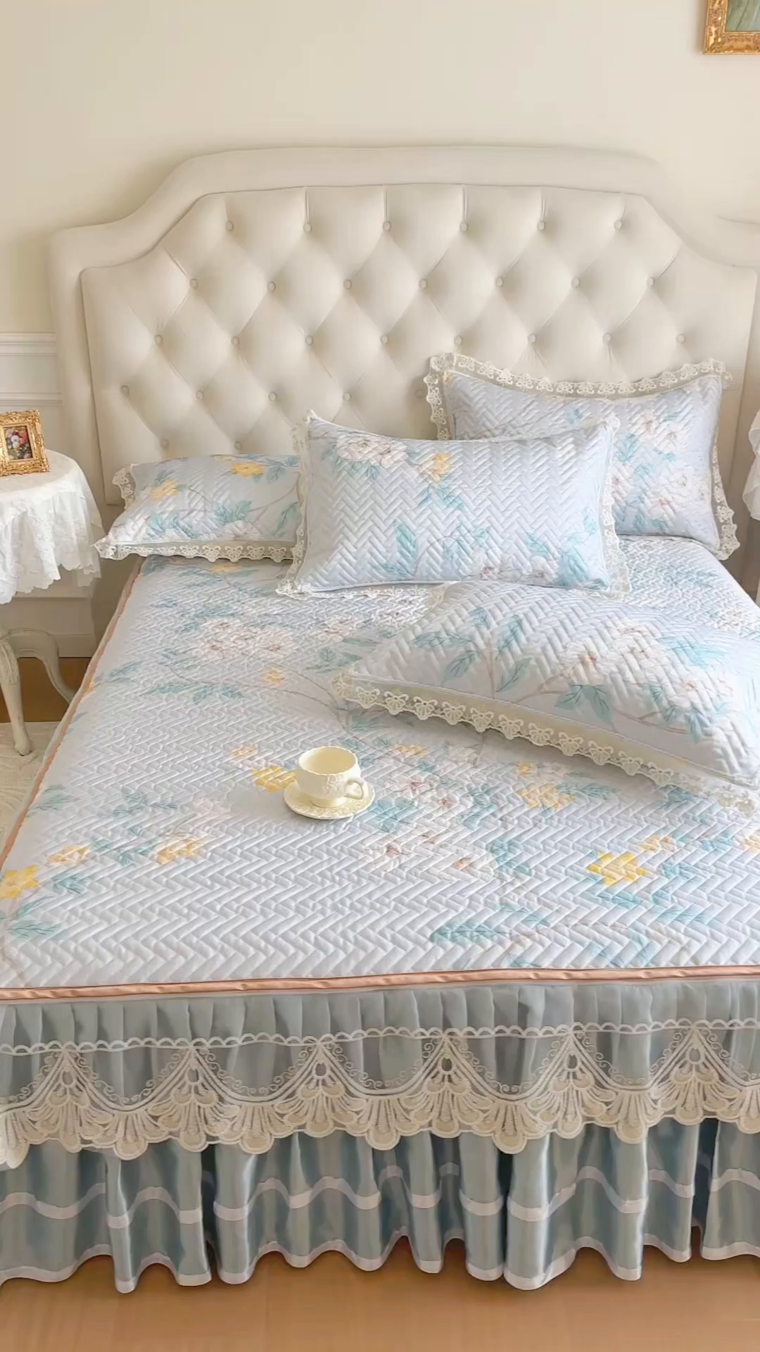 91家纺网 家纺一手货源 找家纺 网红馆（ck家纺） 2026新款夹棉印花冰丝凉席凉席席子三件套 悠然