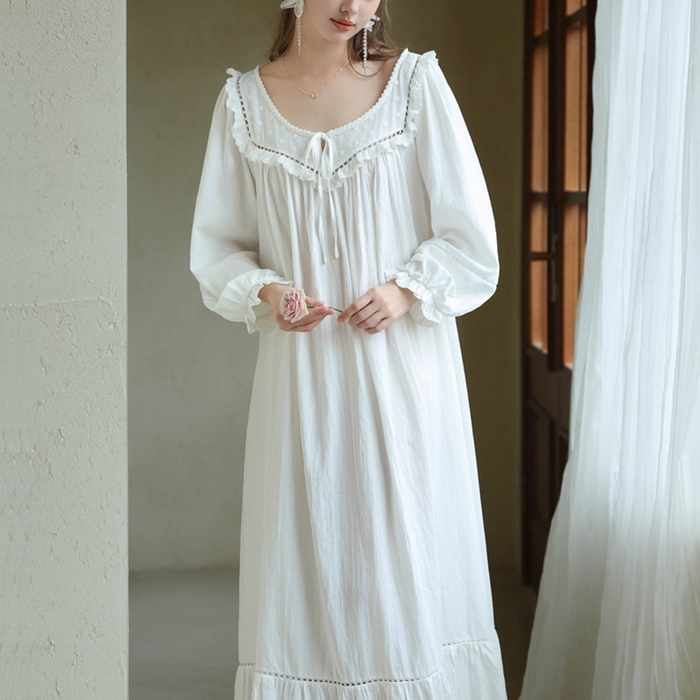 91家纺网 家纺一手货源 找家纺 （总）2026新款法式睡裙新款少女春秋季公主大码甜美长袖长裙宽松睡衣批发家居服