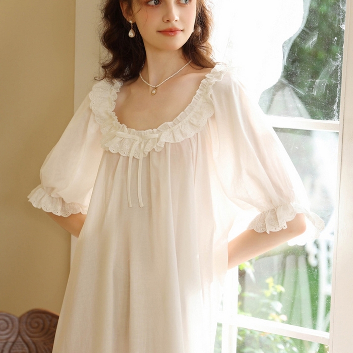 91家纺网 家纺一手货源 找家纺 （总）洛兰沙家居馆 2026新款法式复古宫廷风睡裙夏季甜美公主短袖睡衣薄短款可爱宽松女