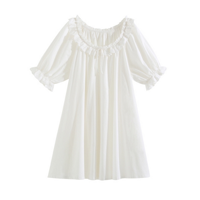 91家纺网 家纺一手货源 找家纺 （总）洛兰沙家居馆 2026新款法式复古宫廷风睡裙夏季甜美公主短袖睡衣薄短款可爱宽松女