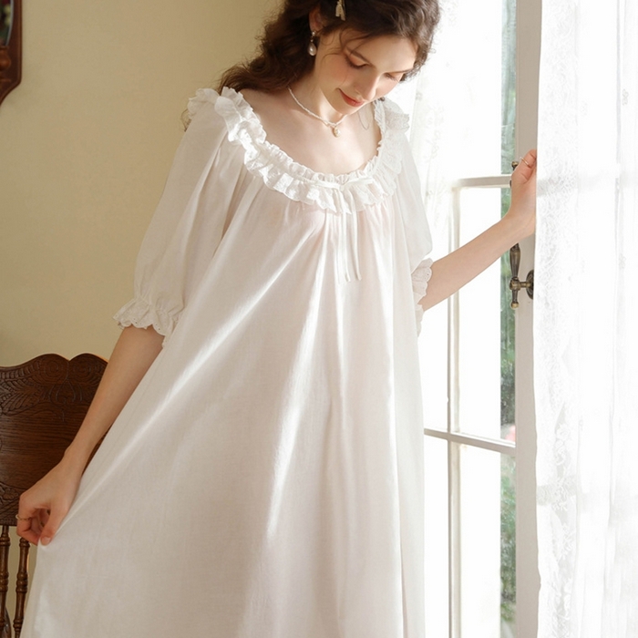 91家纺网 家纺一手货源 找家纺 （总）洛兰沙家居馆 2026新款法式复古宫廷风睡裙夏季甜美公主短袖睡衣薄短款可爱宽松女