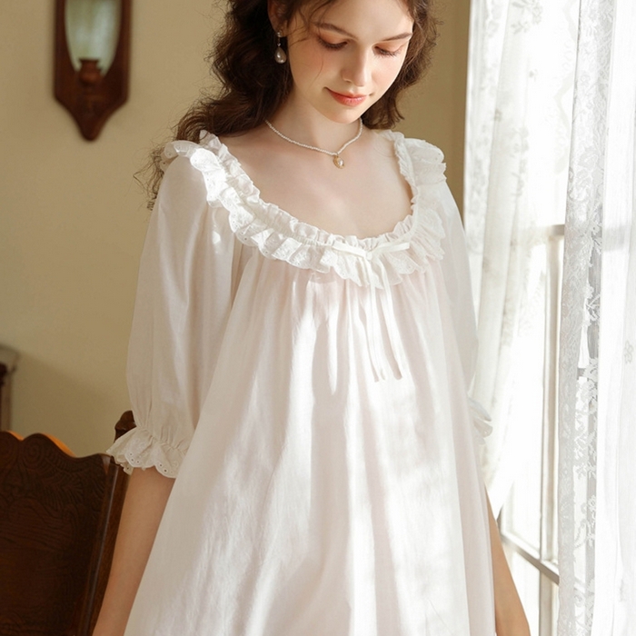 91家纺网 家纺一手货源 找家纺 （总）洛兰沙家居馆 2026新款法式复古宫廷风睡裙夏季甜美公主短袖睡衣薄短款可爱宽松女