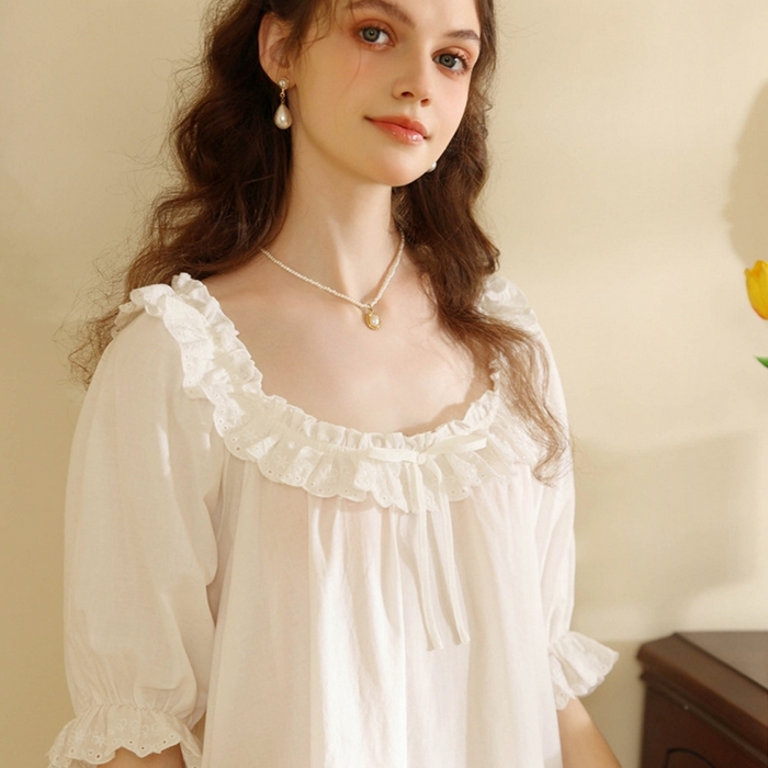 91家纺网 家纺一手货源 找家纺 （总）洛兰沙家居馆 2026新款法式复古宫廷风睡裙夏季甜美公主短袖睡衣薄短款可爱宽松女