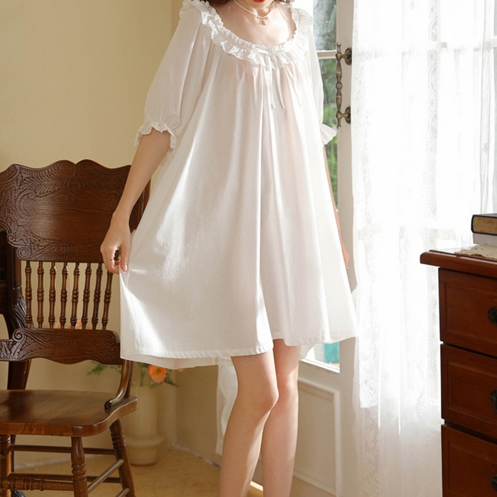 91家纺网 家纺一手货源 找家纺 （总）洛兰沙家居馆 2026新款法式复古宫廷风睡裙夏季甜美公主短袖睡衣薄短款可爱宽松女