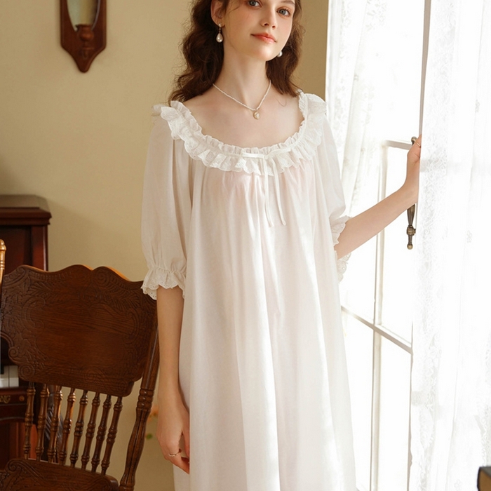 91家纺网 家纺一手货源 找家纺 （总）洛兰沙家居馆 2026新款法式复古宫廷风睡裙夏季甜美公主短袖睡衣薄短款可爱宽松女