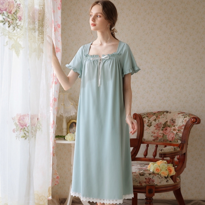 91家纺网 家纺一手货源 找家纺 （总）洛兰沙家居馆 2026新款睡裙短袖新品长款宽松少女夏季宫廷公主复古甜美厂家批发睡衣家居