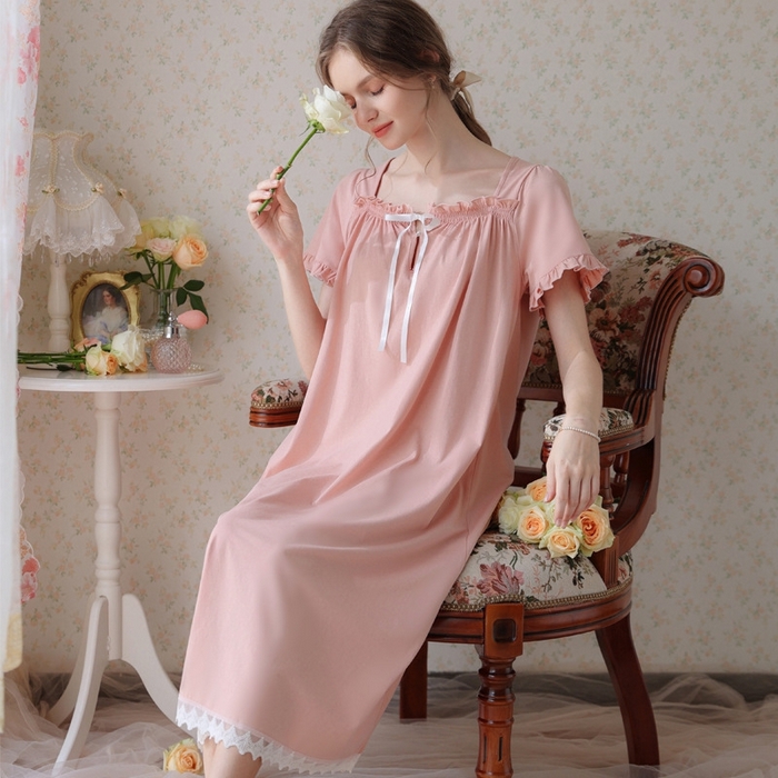 91家纺网 家纺一手货源 找家纺 （总）洛兰沙家居馆 2026新款睡裙短袖新品长款宽松少女夏季宫廷公主复古甜美厂家批发睡衣家居