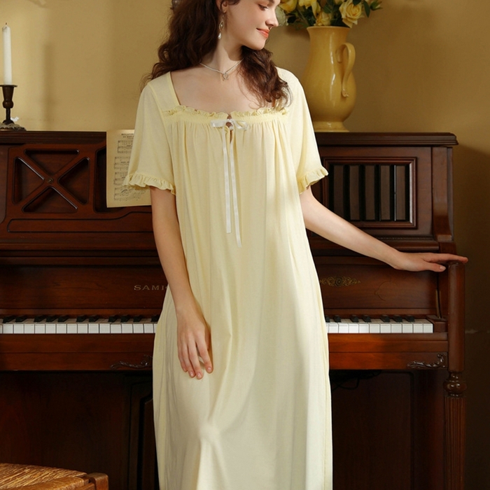 91家纺网 家纺一手货源 找家纺 （总）洛兰沙家居馆 2026新款睡裙短袖新品长款宽松少女夏季宫廷公主复古甜美厂家批发睡衣家居