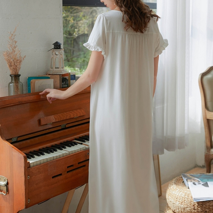 91家纺网 家纺一手货源 找家纺 （总）洛兰沙家居馆 2026新款睡裙短袖新品长款宽松少女夏季宫廷公主复古甜美厂家批发睡衣家居