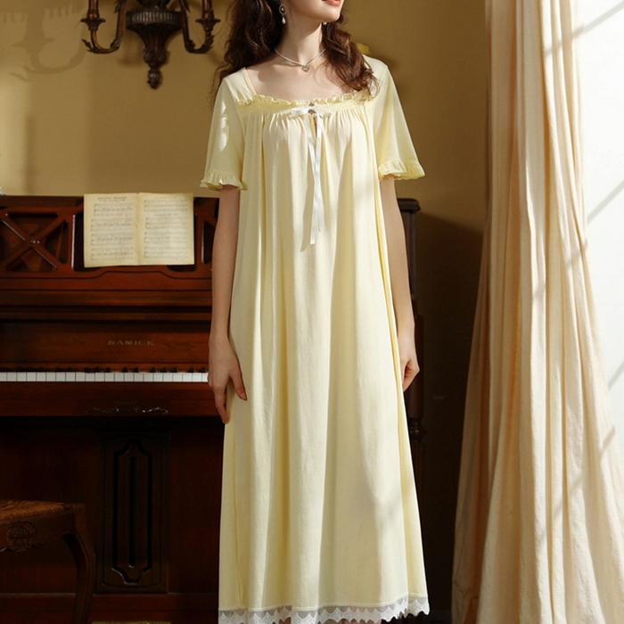 91家纺网 家纺一手货源 找家纺 （总）洛兰沙家居馆 2026新款睡裙短袖新品长款宽松少女夏季宫廷公主复古甜美厂家批发睡衣家居