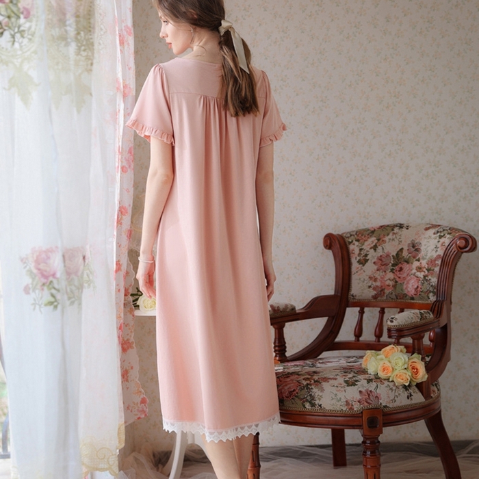 91家纺网 家纺一手货源 找家纺 （总）洛兰沙家居馆 2026新款睡裙短袖新品长款宽松少女夏季宫廷公主复古甜美厂家批发睡衣家居