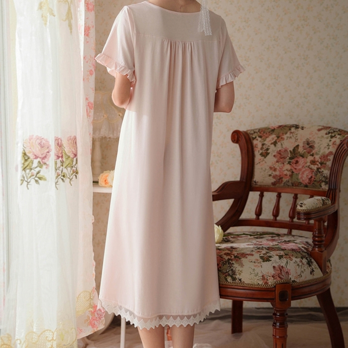 91家纺网 家纺一手货源 找家纺 （总）洛兰沙家居馆 2026新款睡裙短袖新品长款宽松少女夏季宫廷公主复古甜美厂家批发睡衣家居