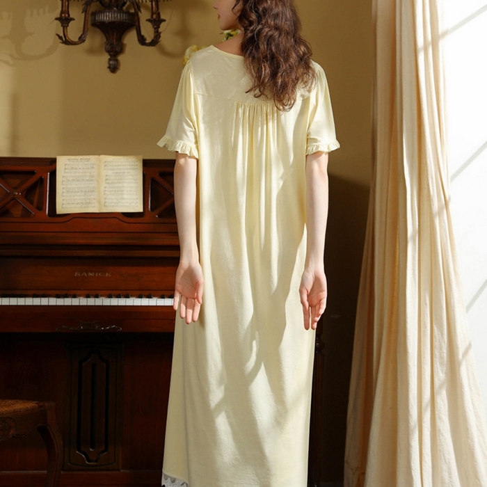 91家纺网 家纺一手货源 找家纺 （总）洛兰沙家居馆 2026新款睡裙短袖新品长款宽松少女夏季宫廷公主复古甜美厂家批发睡衣家居