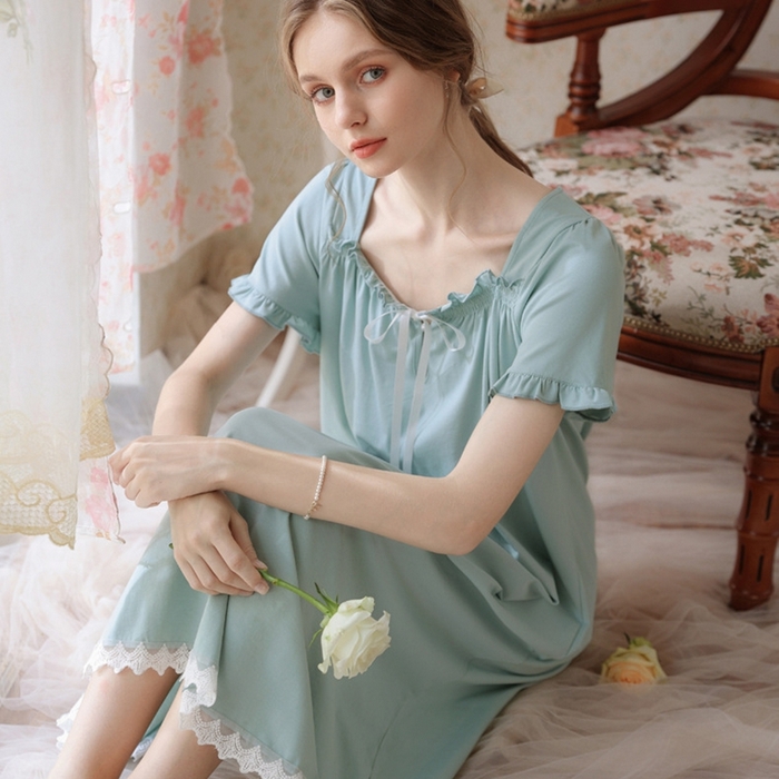 91家纺网 家纺一手货源 找家纺 （总）洛兰沙家居馆 2026新款睡裙短袖新品长款宽松少女夏季宫廷公主复古甜美厂家批发睡衣家居