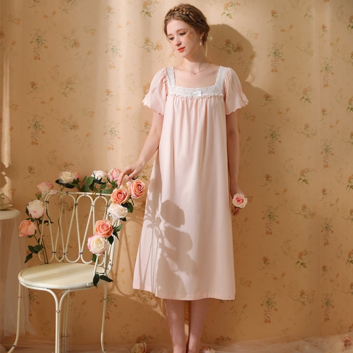 91家纺网 家纺一手货源 找家纺 （总）洛兰沙家居馆 2026新款法式公主睡裙新品夏季短袖甜美少女中长款学生宽松宫廷蕾丝睡衣