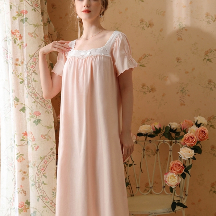 91家纺网 家纺一手货源 找家纺 （总）洛兰沙家居馆 2026新款法式公主睡裙新品夏季短袖甜美少女中长款学生宽松宫廷蕾丝睡衣