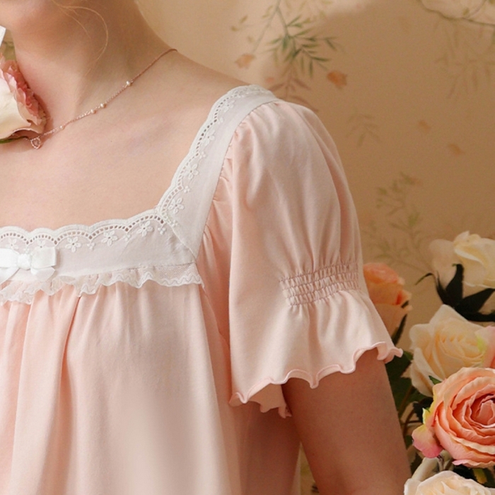 91家纺网 家纺一手货源 找家纺 （总）洛兰沙家居馆 2026新款法式公主睡裙新品夏季短袖甜美少女中长款学生宽松宫廷蕾丝睡衣