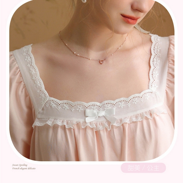 91家纺网 家纺一手货源 找家纺 （总）洛兰沙家居馆 2026新款法式公主睡裙新品夏季短袖甜美少女中长款学生宽松宫廷蕾丝睡衣