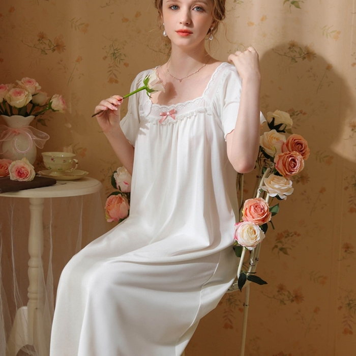 91家纺网 家纺一手货源 找家纺 （总）洛兰沙家居馆 2026新款法式公主睡裙新品夏季短袖甜美少女中长款学生宽松宫廷蕾丝睡衣