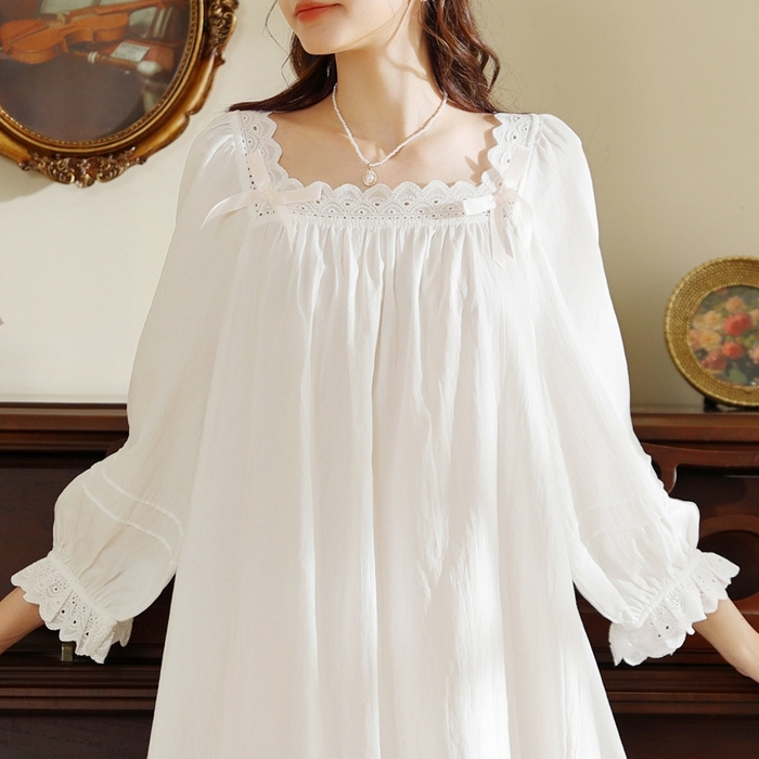 91家纺网 家纺一手货源 找家纺 （总）洛兰沙家居馆 春秋新款睡衣宫廷风少女甜美公主法式网纱刺绣蕾丝闺蜜家居服睡裙