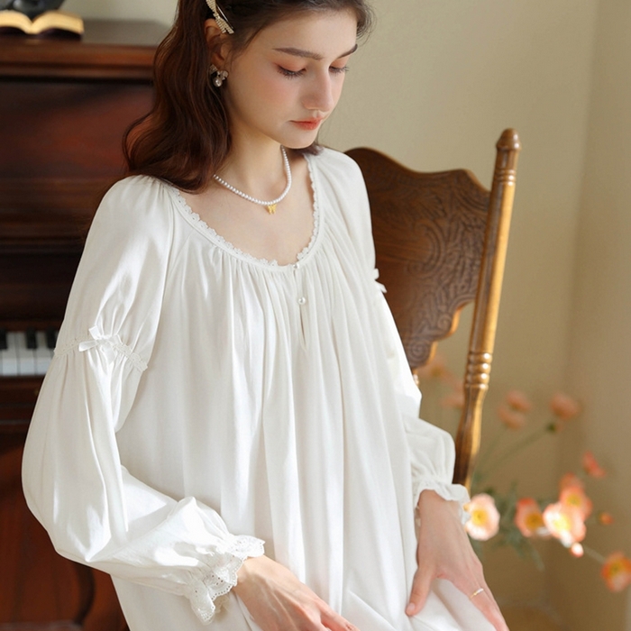 91家纺网 家纺一手货源 找家纺 （总）洛兰沙家居馆 法式宫廷风睡裙春秋季新款长袖公主风甜美睡衣少女宽松薄家居服