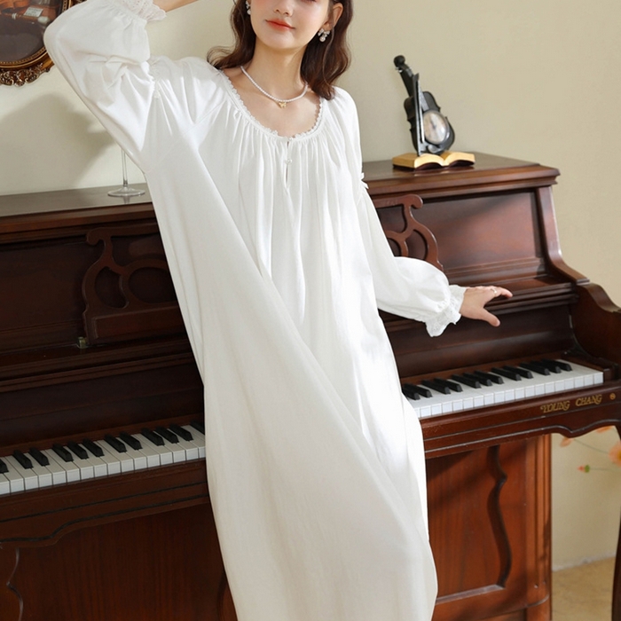 91家纺网 家纺一手货源 找家纺 （总）洛兰沙家居馆 法式宫廷风睡裙春秋季新款长袖公主风甜美睡衣少女宽松薄家居服