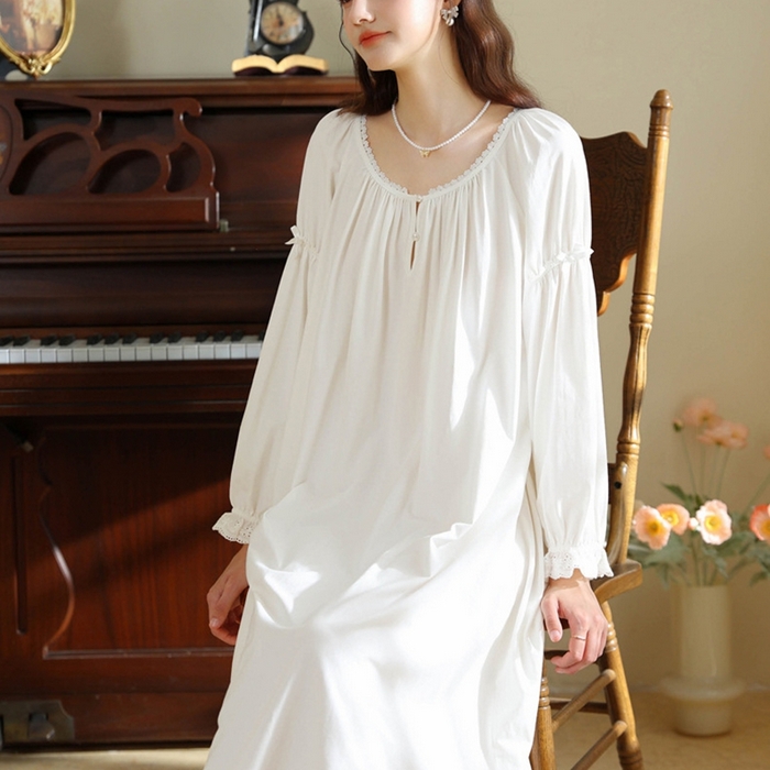 91家纺网 家纺一手货源 找家纺 （总）洛兰沙家居馆 法式宫廷风睡裙春秋季新款长袖公主风甜美睡衣少女宽松薄家居服