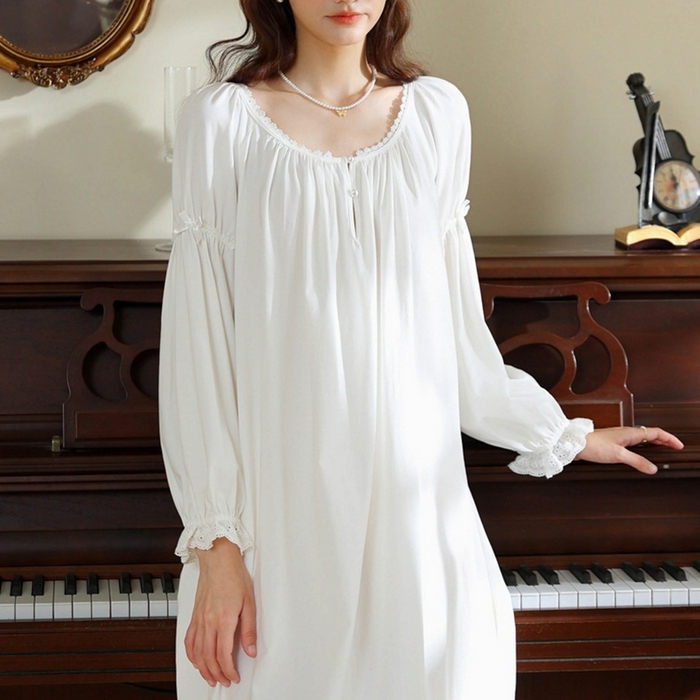 91家纺网 家纺一手货源 找家纺 （总）洛兰沙家居馆 法式宫廷风睡裙春秋季新款长袖公主风甜美睡衣少女宽松薄家居服