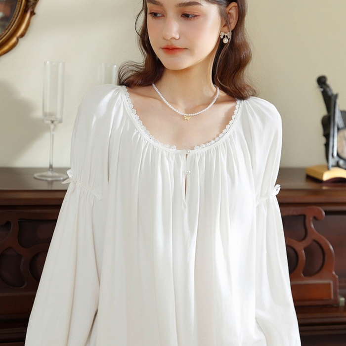 91家纺网 家纺一手货源 找家纺 （总）洛兰沙家居馆 法式宫廷风睡裙春秋季新款长袖公主风甜美睡衣少女宽松薄家居服