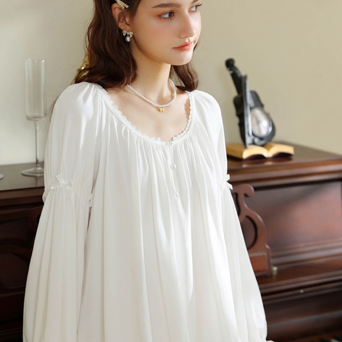 91家纺网 家纺一手货源 找家纺 （总）洛兰沙家居馆 法式宫廷风睡裙春秋季新款长袖公主风甜美睡衣少女宽松薄家居服