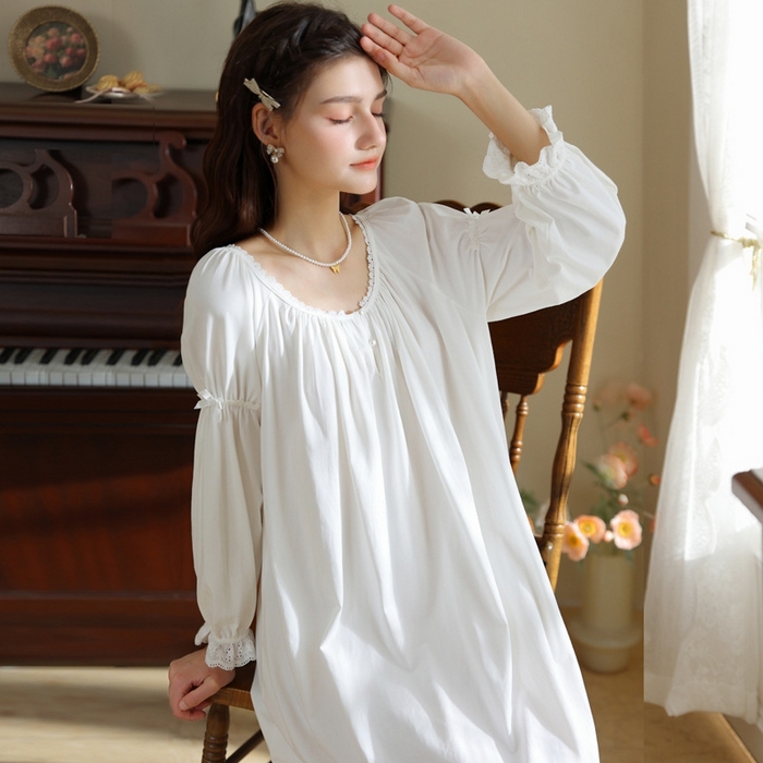 91家纺网 家纺一手货源 找家纺 （总）洛兰沙家居馆 法式宫廷风睡裙春秋季新款长袖公主风甜美睡衣少女宽松薄家居服