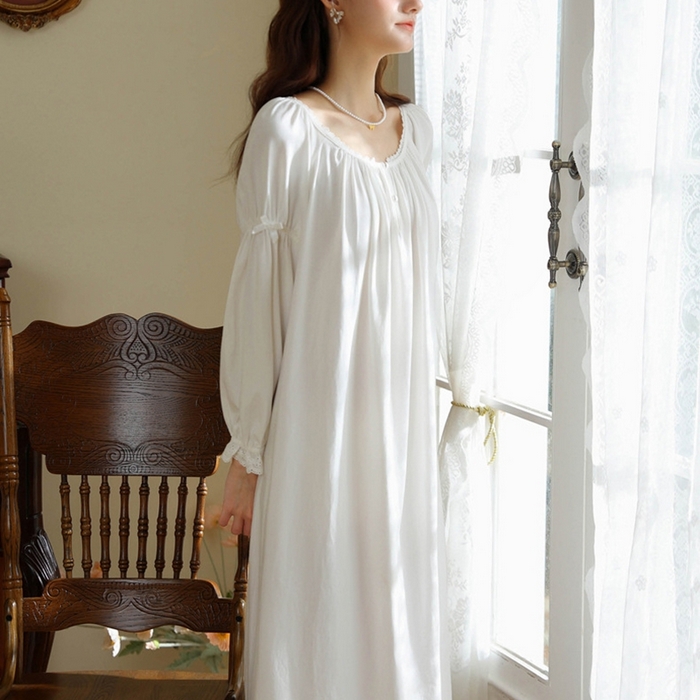 91家纺网 家纺一手货源 找家纺 （总）洛兰沙家居馆 法式宫廷风睡裙春秋季新款长袖公主风甜美睡衣少女宽松薄家居服