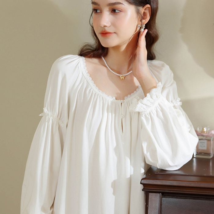 91家纺网 家纺一手货源 找家纺 （总）洛兰沙家居馆 法式宫廷风睡裙春秋季新款长袖公主风甜美睡衣少女宽松薄家居服