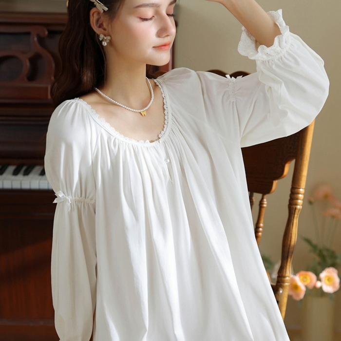 91家纺网 家纺一手货源 找家纺 （总）洛兰沙家居馆 法式宫廷风睡裙春秋季新款长袖公主风甜美睡衣少女宽松薄家居服