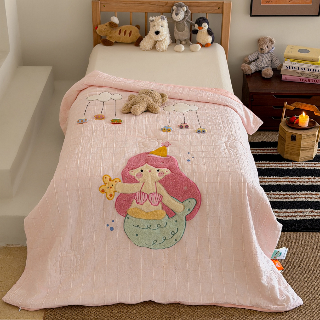 91家纺网 家纺一手货源 找家纺 （总）喜多兔儿童家纺 2026新款纯白无异味新疆长绒棉棉花夏被春秋被-云朵童话系列（静物图）