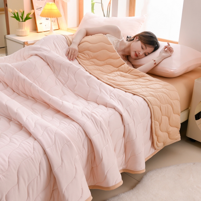 圣靓家纺 2026新款恬梦针织棉夏被夏凉被空调被 卡其粉