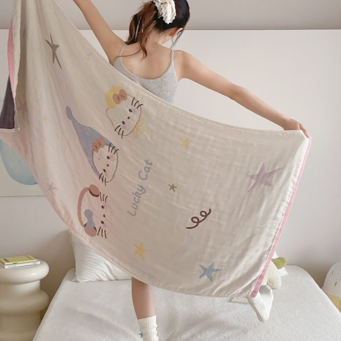 91家纺网 家纺一手货源 找家纺 （总）麻依 2026新款四层纱布浴巾全棉