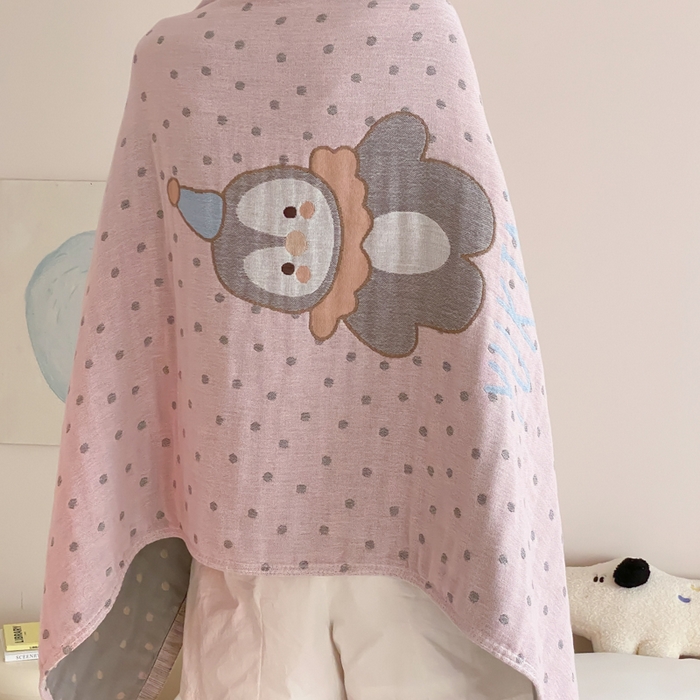 91家纺网 家纺一手货源 找家纺 麻依 2026新款四层纱布浴巾全棉 豆豆企鹅 80*160