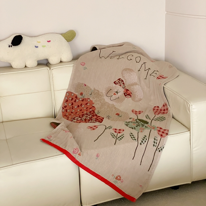 麻依 2026新款四层纱布浴巾全棉 哈尼小兔 80*160