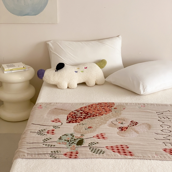 91家纺网 家纺一手货源 找家纺 麻依 2026新款四层纱布浴巾全棉 哈尼小兔 80*160