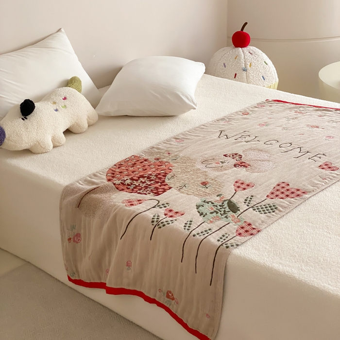 91家纺网 家纺一手货源 找家纺 麻依 2026新款四层纱布浴巾全棉 哈尼小兔 80*160