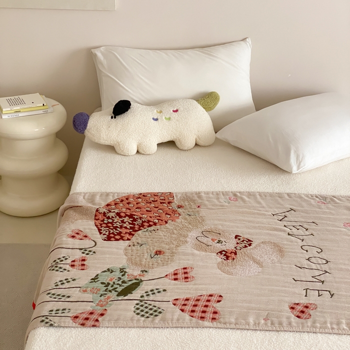 91家纺网 家纺一手货源 找家纺 麻依 2026新款四层纱布浴巾全棉 哈尼小兔 80*160