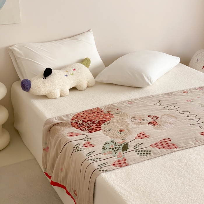 91家纺网 家纺一手货源 找家纺 麻依 2026新款四层纱布浴巾全棉 哈尼小兔 80*160