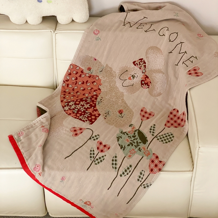 91家纺网 家纺一手货源 找家纺 麻依 2026新款四层纱布浴巾全棉 哈尼小兔 80*160