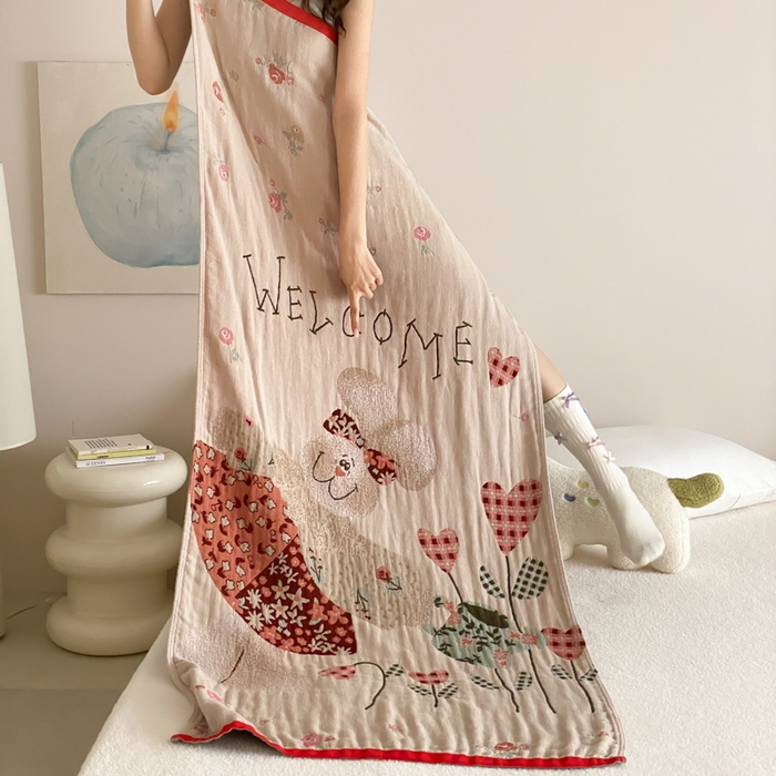 91家纺网 家纺一手货源 找家纺 麻依 2026新款四层纱布浴巾全棉 哈尼小兔 80*160