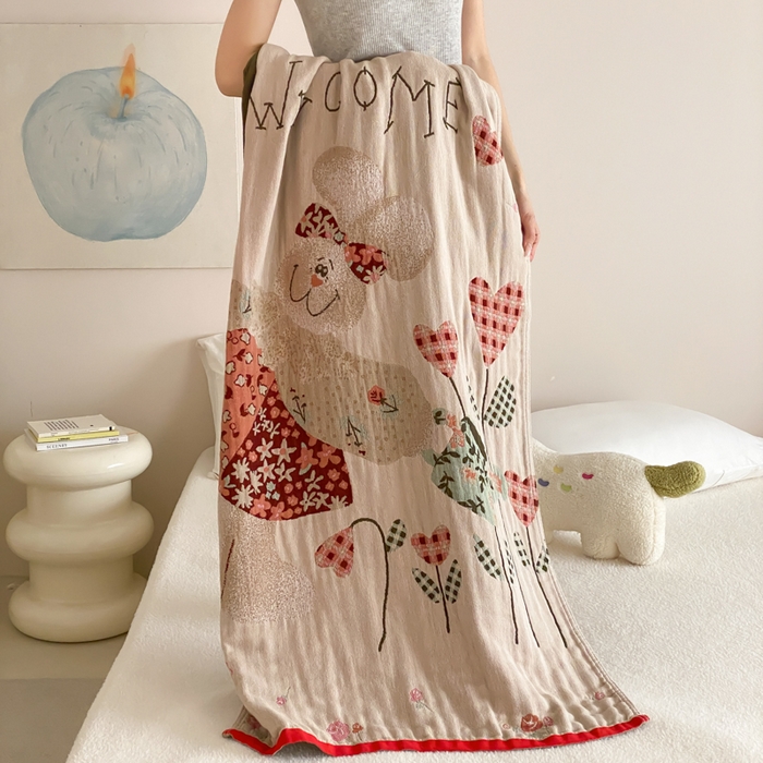 91家纺网 家纺一手货源 找家纺 麻依 2026新款四层纱布浴巾全棉 哈尼小兔 80*160