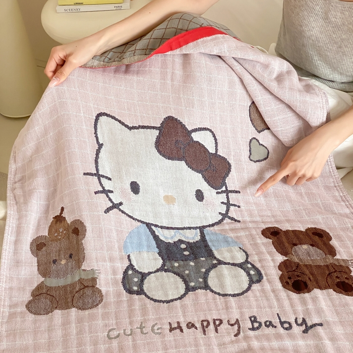 91家纺网 家纺一手货源 找家纺 麻依 2026新款四层纱布浴巾全棉 桃心KT 80*160