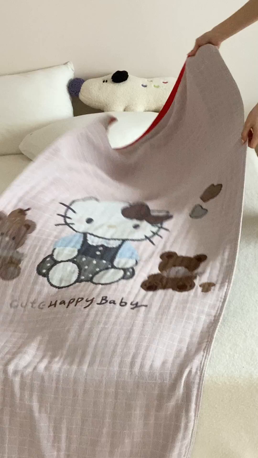 91家纺网 家纺一手货源 找家纺 麻依 2026新款四层纱布浴巾全棉 桃心KT 80*160