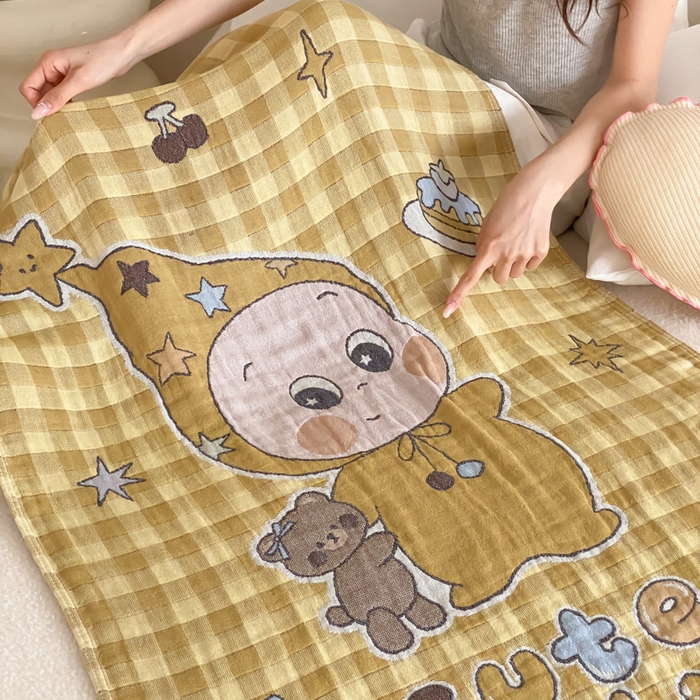 91家纺网 家纺一手货源 找家纺 麻依 2026新款四层纱布浴巾全棉 小黄人 80*160