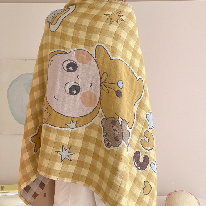 91家纺网 家纺一手货源 找家纺 麻依 2026新款四层纱布浴巾全棉 小黄人 80*160